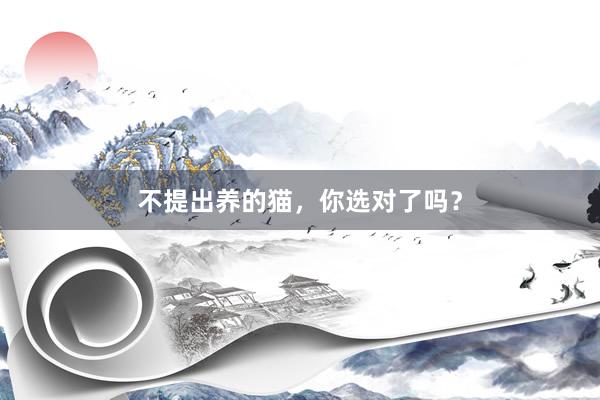 不提出养的猫，你选对了吗？